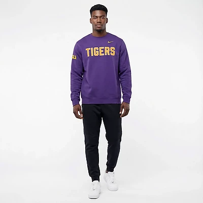 Nike Men's LSU Tigers Block Team Fleece Club Crew Sweatshirt