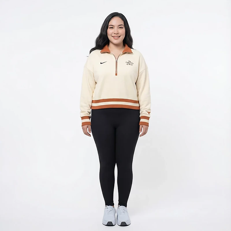 Nike Women's Texas Longhorns Legacy Fleece Crop 1/4 Zip Jacket