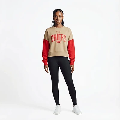 Nike Women's Chiefs Rewind Oversized Long Sleeve Crew Fleece