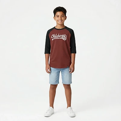 '47 University of Oklahoma Boys' Super Script Line Drive Raglan Graphic T-shirt