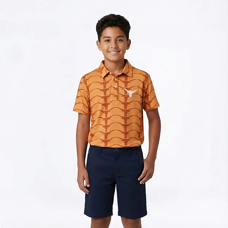Wes & Willy Boys' University of Texas Allover Print Polo Shirt