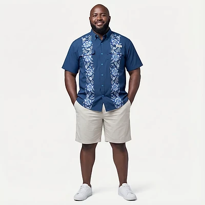 Magellan Outdoors Men's Hispanic Heritage Flores Azul Guayabera Shirt