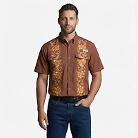 Magellan Outdoors Men's Hispanic Heritage Flores Marron Guayabera Shirt