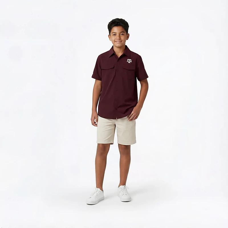 Antigua Boys' Texas A&M University Game Day Fishing Button Up Shirt