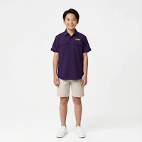 Antigua Boys' LSU Tigers Game Day Short Sleeve Fishing Shirt