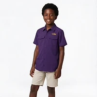 Antigua Boys' LSU Tigers Game Day Short Sleeve Fishing Shirt