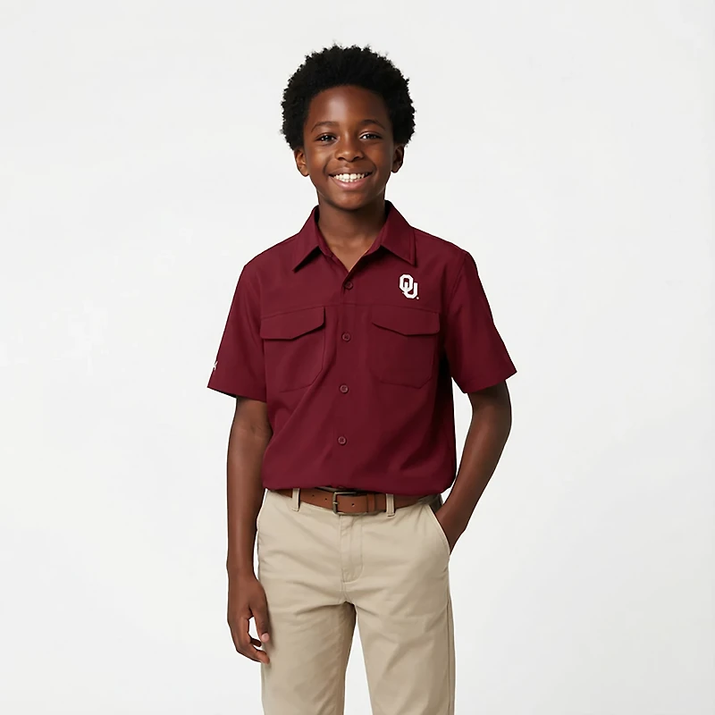 Antigua Boys' University of Oklahoma Game Day Fishing Button Up Shirt