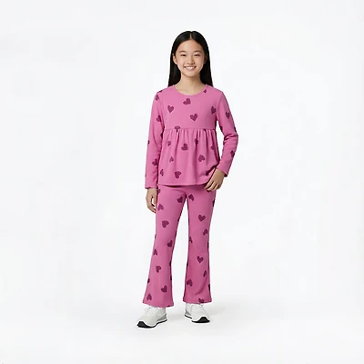 BCG Girls' 4-6X AOP Heart Rib 2-Piece Set