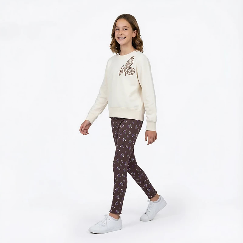 BCG Girls' 4-6X Butterfly Fleece Crew 2-Piece Set
