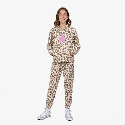 BCG Girls' 4-6X AOP Leopard Hoodie 2-Piece Set