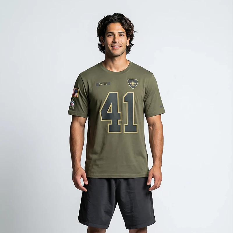 Nike Men's Saints Salute to Service Alvin Kamara Player Name & Number T-shirt