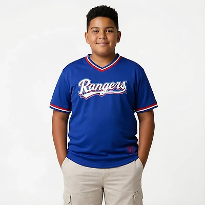 Outerstuff Boys' 4-7 Rangers Relief Pitcher Colorblock V-neck T-shirt