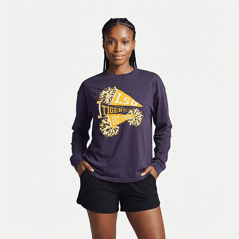 Chicka-d Women's LSU Pom Timeless Long Sleeve T-shirt