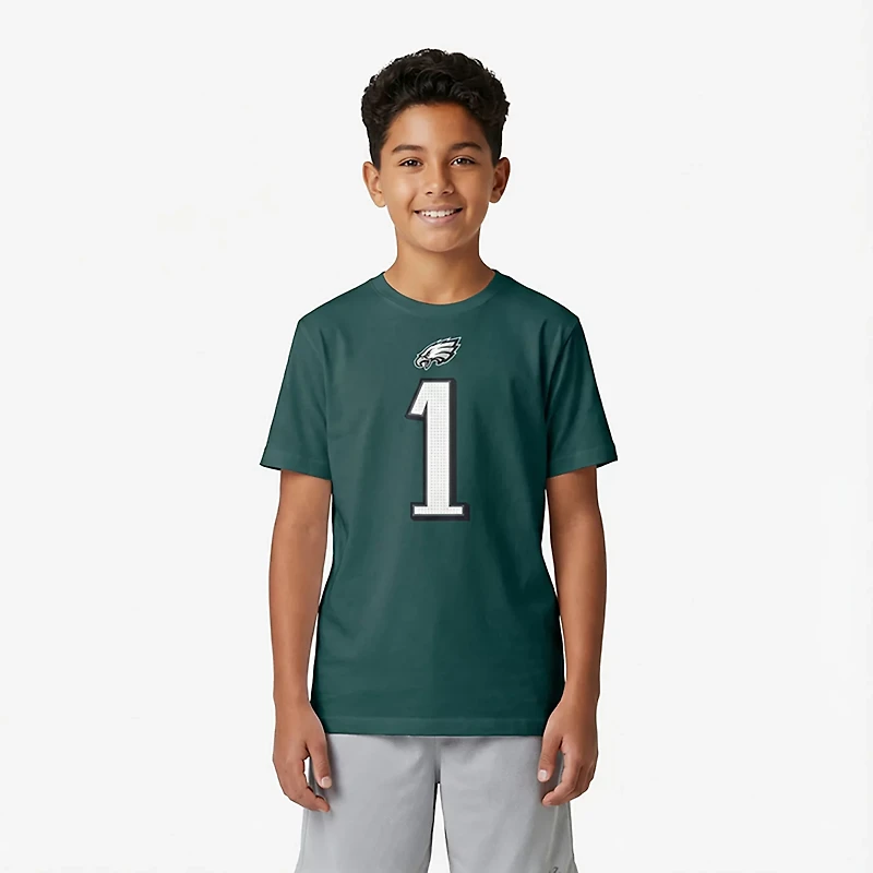 Nike Kids' Philadelphia Eagles Jalen Hurts Fuse Name and Number Short Sleeve T-shirt