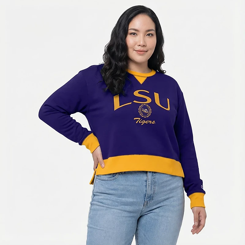 Champion Women's LSU Tigers High and Low Crewneck Sweatshirt