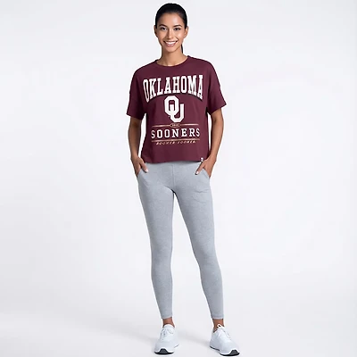 47 Brands Women's University of Oklahoma Sooners Oversized Notch Neck Short Sleeve T-shirt