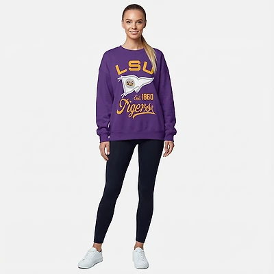 Pressbox Women's LSU Old Standard Puff Janise Oversize Crew Sweatshirt