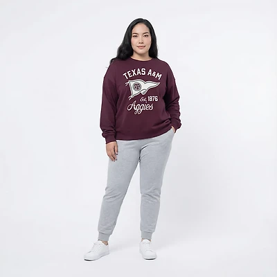 Pressbox Women's Texas A&M Old Standard Puff Janise Oversize Crew Sweatshirt