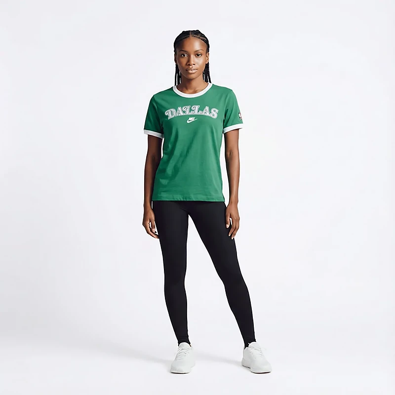 Nike Women's Dallas Mavericks Hardwood Classic Ringer Short Sleeve T-shirt