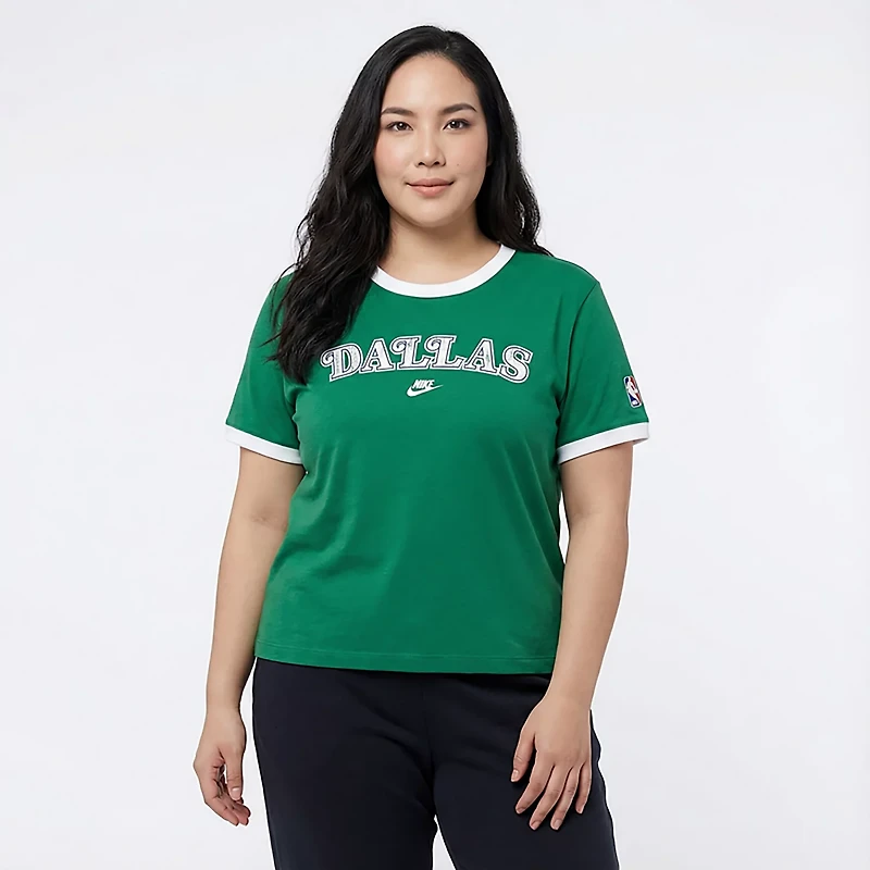 Nike Women's Dallas Mavericks Hardwood Classic Ringer Short Sleeve T-shirt