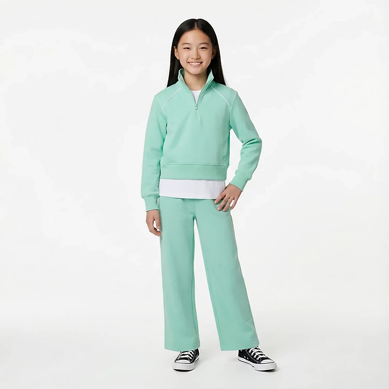 BCG Girls' Double Knit 1/4-Zip Long Sleeve Top