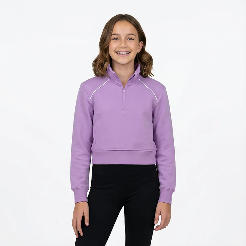 BCG Girls' Double Knit 1/4-Zip Long Sleeve Top