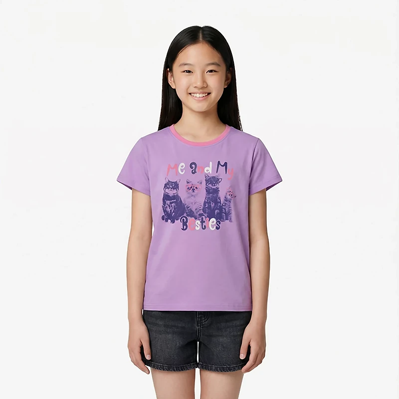 BCG Girls' Cotton GFX Short Sleeve T-shirt