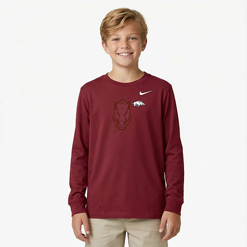 Nike Youth Arkansas Mascot Logo Long Sleeve T-shirt