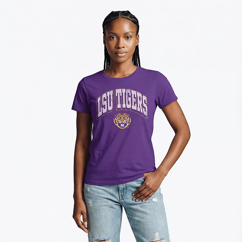 WILDCAT RETRO Women's LSU Arch Shadow Boxy T-shirt