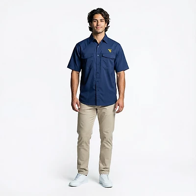 Antigua Men's West Virginia Mountaineers Game Day Fishing Shirt