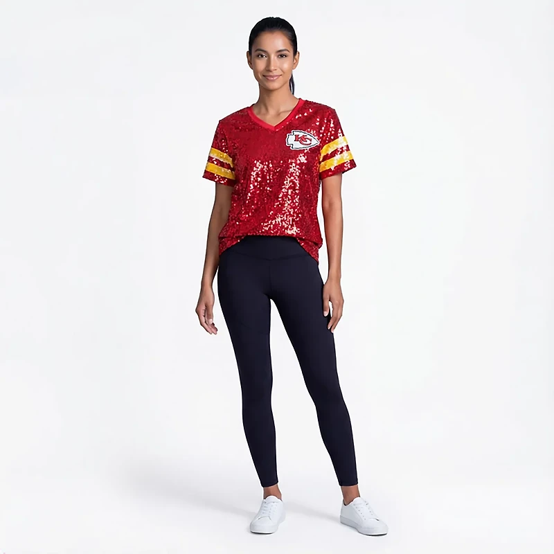 Outerstuff Women's Kansas City Chiefs Glam Striped Sequin Top