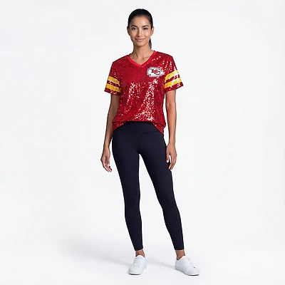 Outerstuff Women's Kansas City Chiefs Glam Striped Sequin Top