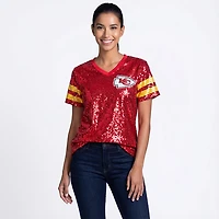 Outerstuff Women's Kansas City Chiefs Glam Striped Sequin Top