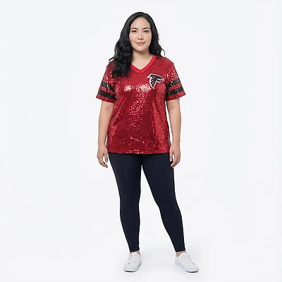 Outerstuff Women's Atlanta Falcons Glam Striped Sequin Top