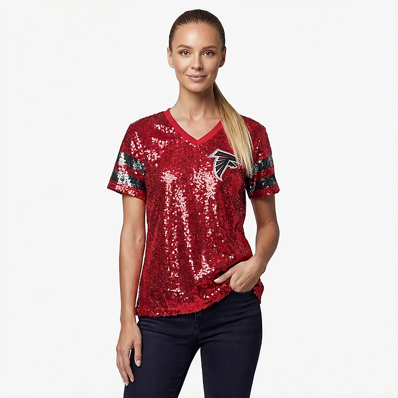 Outerstuff Women's Atlanta Falcons Glam Striped Sequin Top