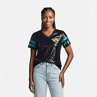 Outerstuff Women's Jacksonville Jaguars Glam Striped Sequin Top