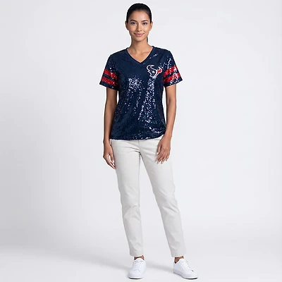 Outerstuff Women's Houston Texans Glam Striped Sequin Top