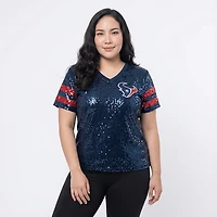 Outerstuff Women's Houston Texans Glam Striped Sequin Top