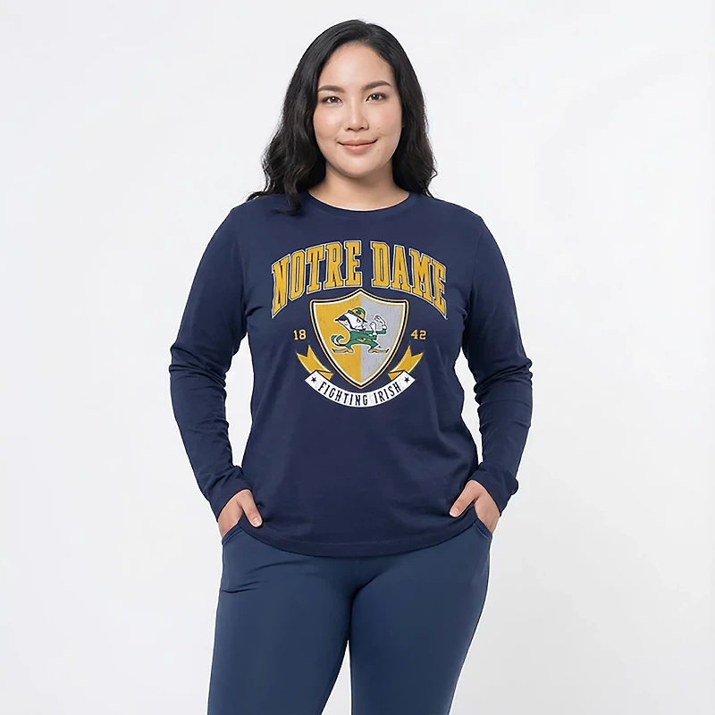 Pressbox Women's Notre Dame Fighting Irish Buckler Anaheim Long Sleeve Graphic T-shirt