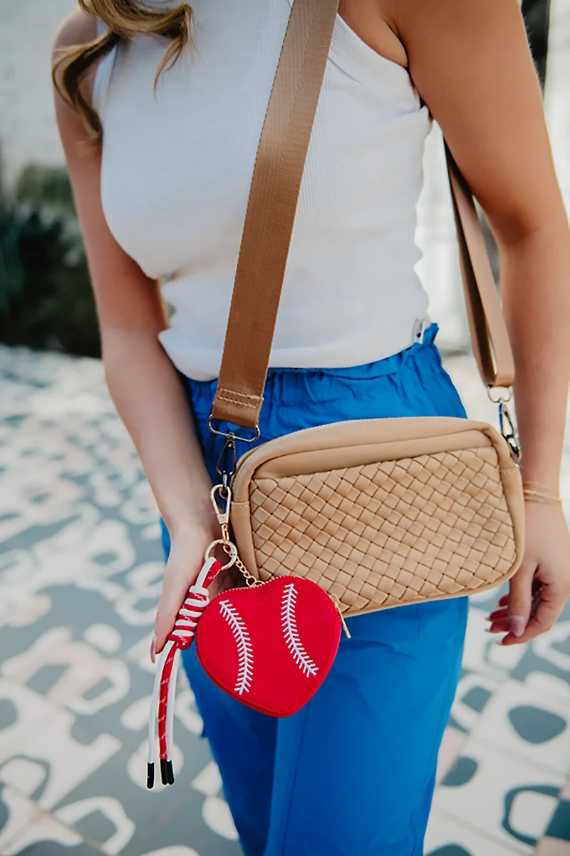 Katydid Baseball Heart Coin Purse
