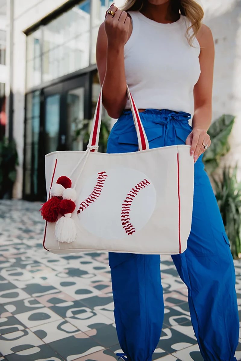 Katydid Baseball Oversized Canvas Tote Bag