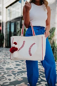 Katydid Baseball Oversized Canvas Tote Bag