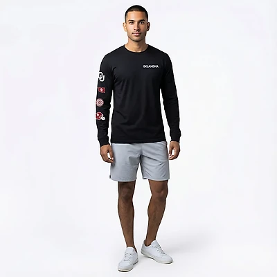 WILDCAT RETRO Men's Oklahoma Sooners School Chest Sleeve 2 Hit Long T-shirt