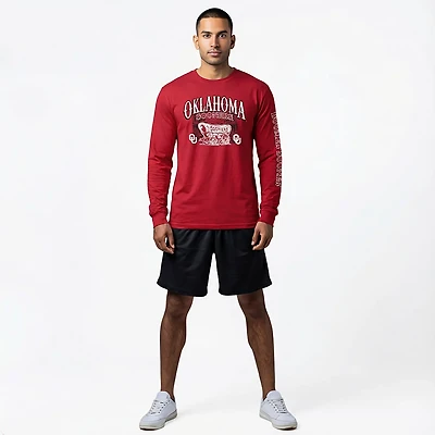 WILDCAT RETRO Men's Oklahoma Sooners School Arch Wagon Sleeve 2 Hit Long T-shirt