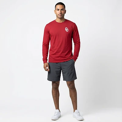WILDCAT RETRO Men's Oklahoma Sooners Primary Logo Chest 2 Hit Long Sleeve T-shirt