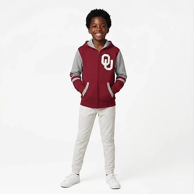 Outerstuff Boys' University of Oklahoma Stadium Colorblock Full-Zip Hoodie