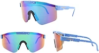 Hang Ten Boy's Shield in Blue Frame and White Splatter Sunglasses