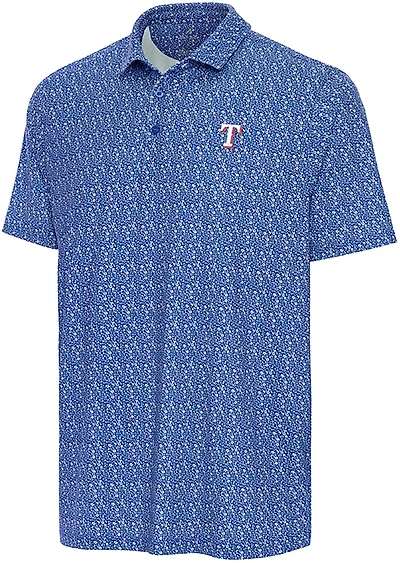 Antigua Men's Texas Rangers Botanic Short Sleeve Polo Shirt