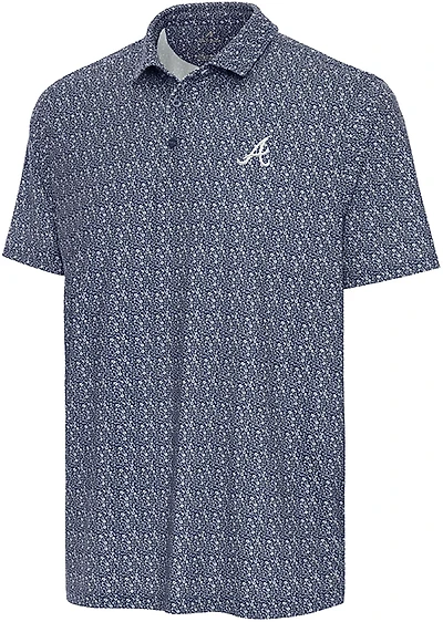 Antigua Men's Atlanta Braves Botanic Short Sleeve Polo Shirt