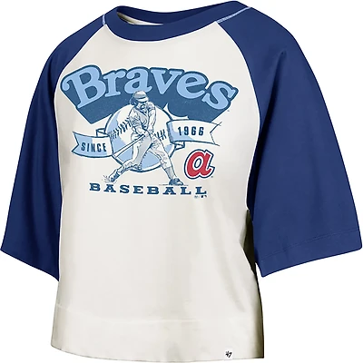 '47 Atlanta Braves Women's Infield Shift Raglan Crop Graphic T-shirt